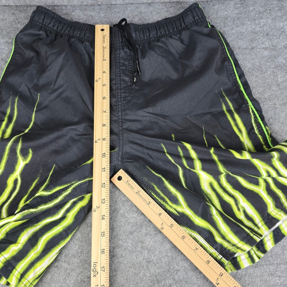 Vintage Nike Fire Flame Lightning Shorts Black Green Y2K Travis Scott Size Large - Picture 3 of 8